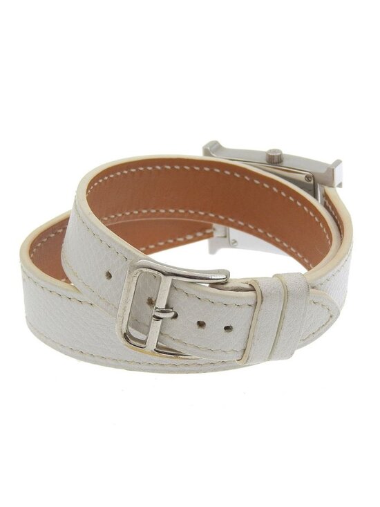 Hermes Watch Double Tour Stainless Steel Smooth Leather Silver main image 6